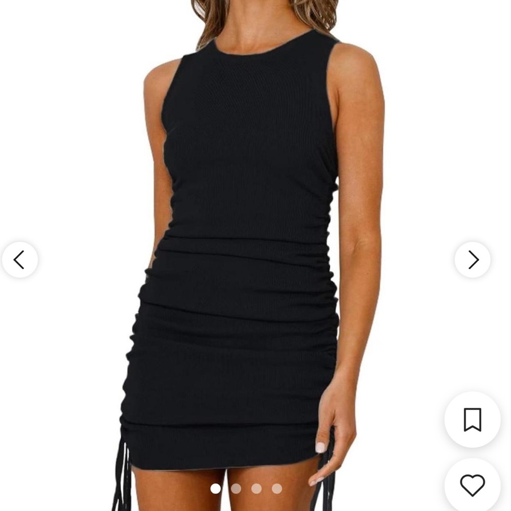 Zara sleeveless side ruched drawstring mini dress